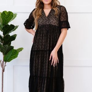 P & Rose XOXO Full Size Run Lace Overlay Midi Dress CLEARANCE SALE